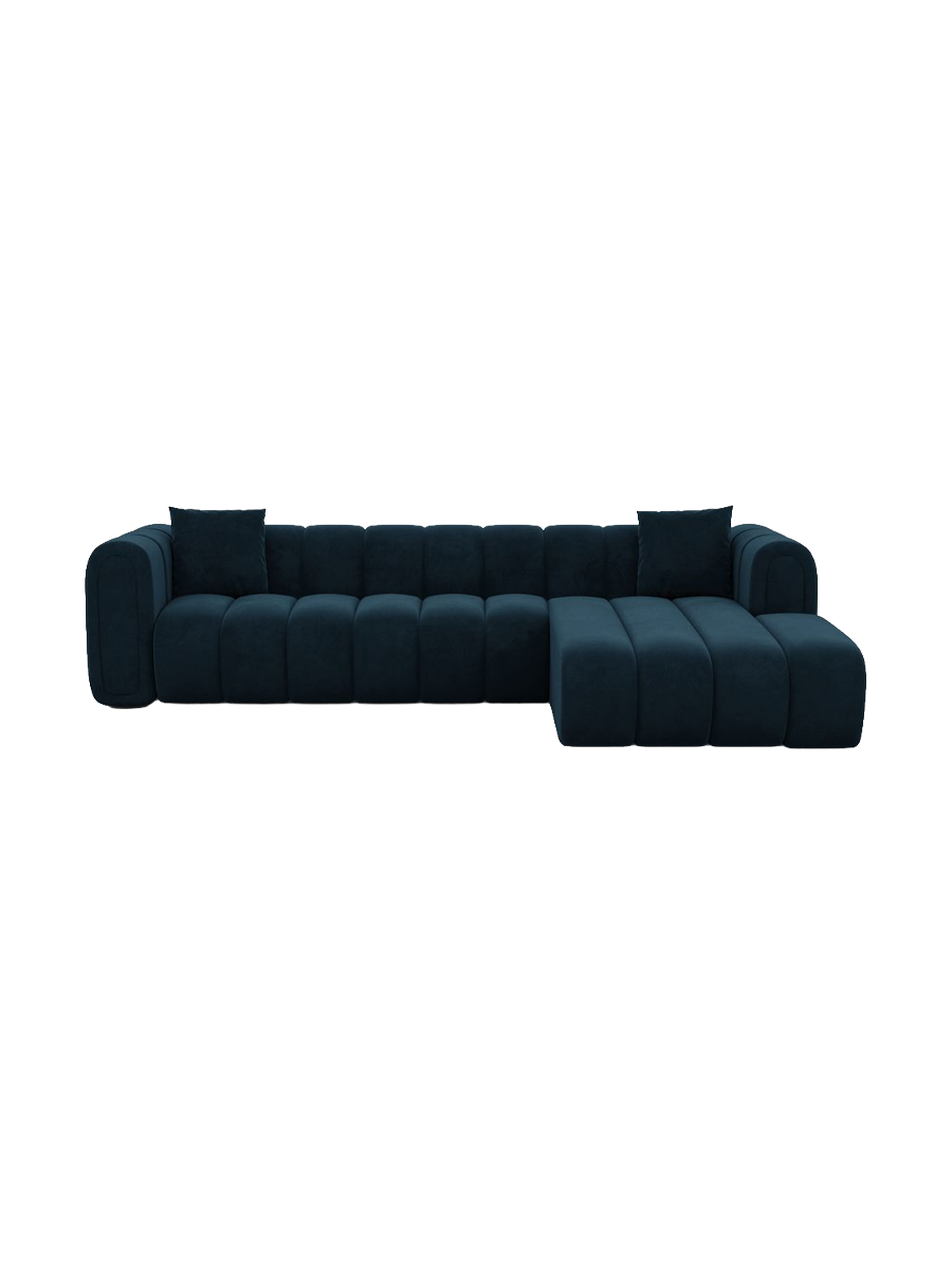 
4-Sitzer Design Ecksofa „Oliva“ mit Samtbezug - Samtbezug Königsblau / Eckteil links