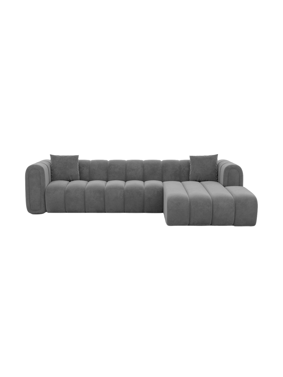 
4-Sitzer Design Ecksofa „Oliva“ mit Samtbezug - Samtbezug Königsblau / Eckteil links