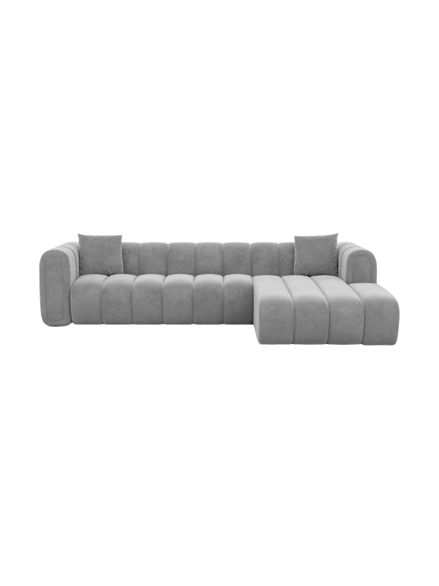 
4-Sitzer Design Ecksofa „Oliva“ mit Samtbezug - Samtbezug Königsblau / Eckteil links