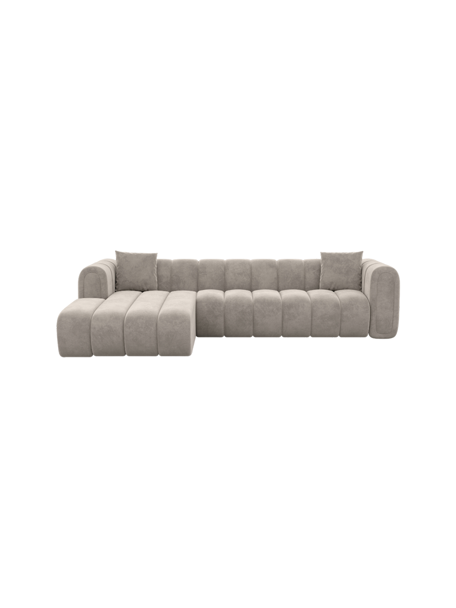
4-Sitzer Design Ecksofa „Oliva“ mit Samtbezug - Samtbezug Königsblau / Eckteil links