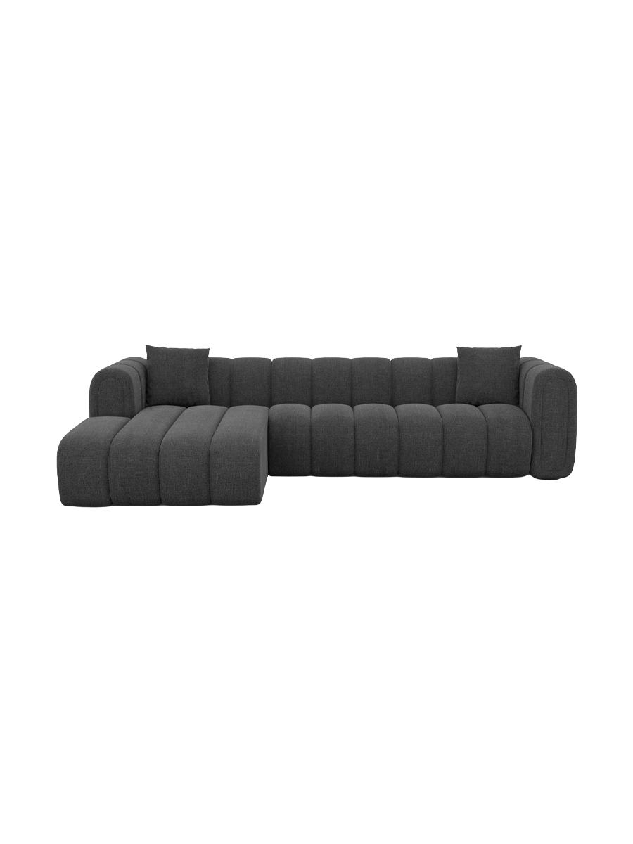 
4-Sitzer Design Ecksofa „Oliva“ mit Strukturstoff-Bezug - Strukturstoff Anthrazit / Eckteil links