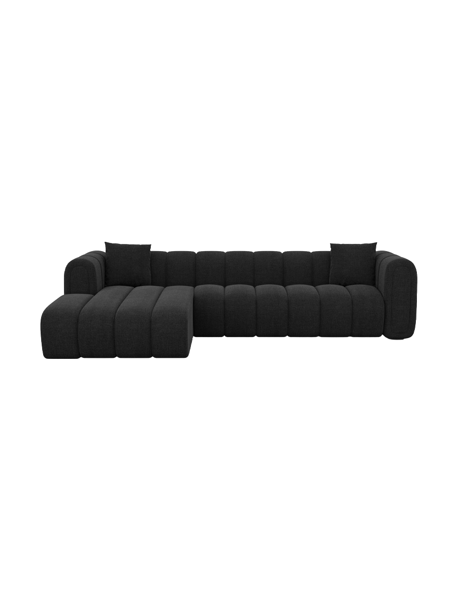 
4-Sitzer Design Ecksofa „Oliva“ mit Strukturstoff-Bezug - Strukturstoff Anthrazit / Eckteil links