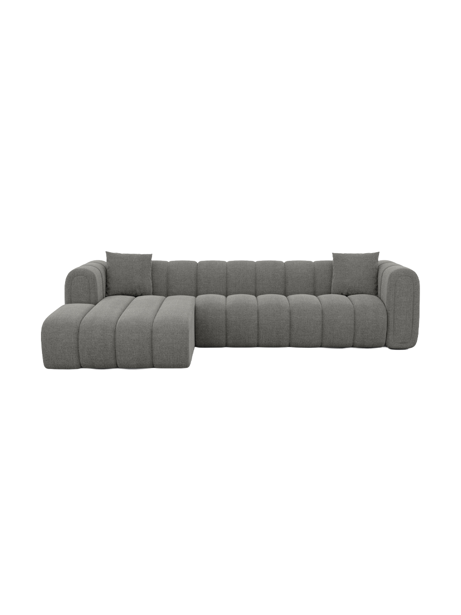 
4-Sitzer Design Ecksofa „Oliva“ mit Strukturstoff-Bezug - Strukturstoff Anthrazit / Eckteil links