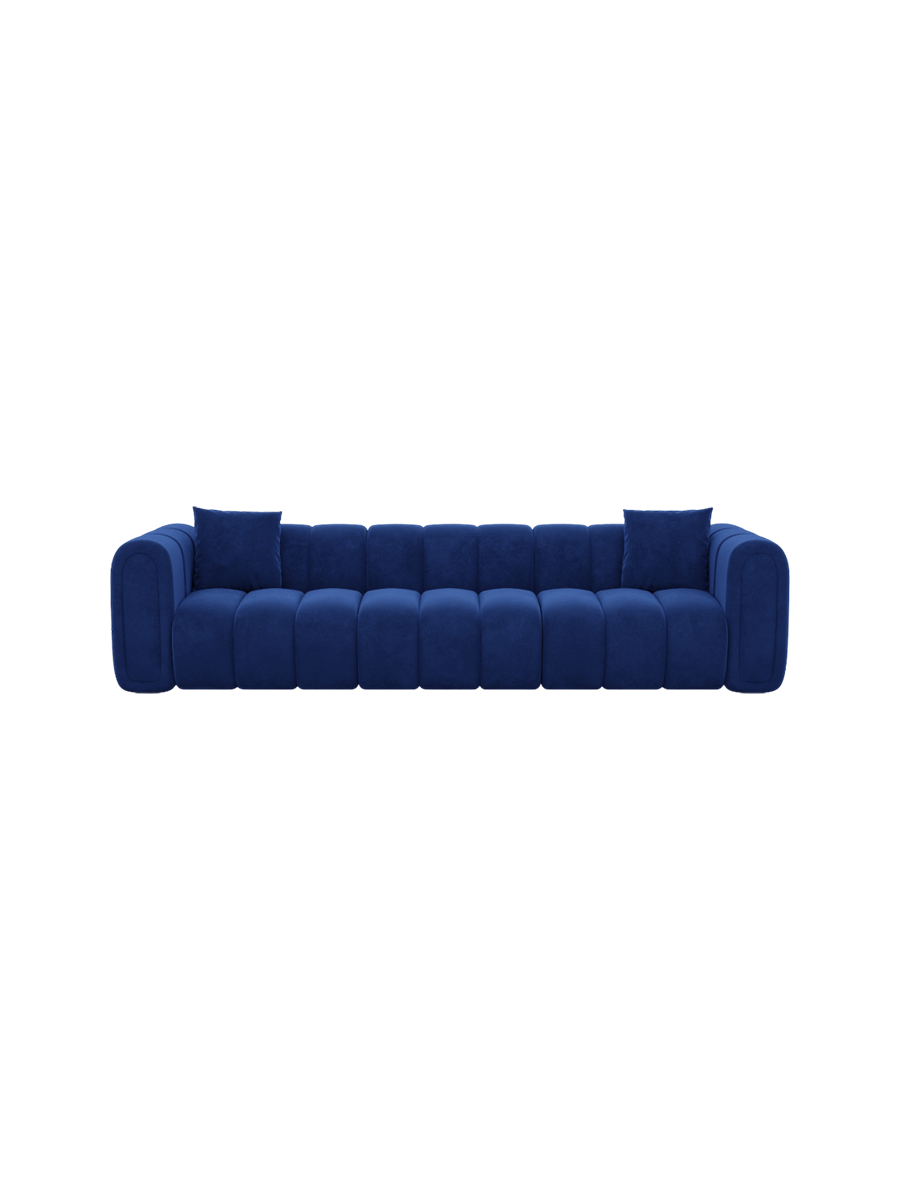 
3-Sitzer Design Sofa „Oliva“ mit Samtbezug - Samtbezug Königsblau