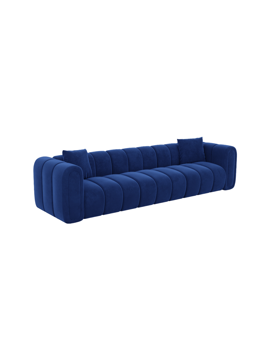 
3-Sitzer Design Sofa „Oliva“ mit Samtbezug - Samtbezug Königsblau