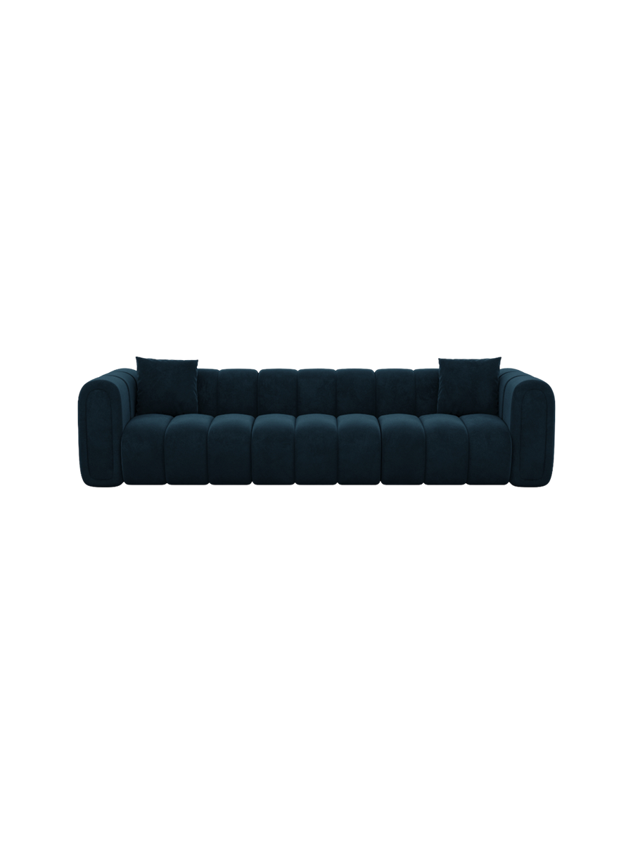 
3-Sitzer Design Sofa „Oliva“ mit Samtbezug - Samtbezug Königsblau