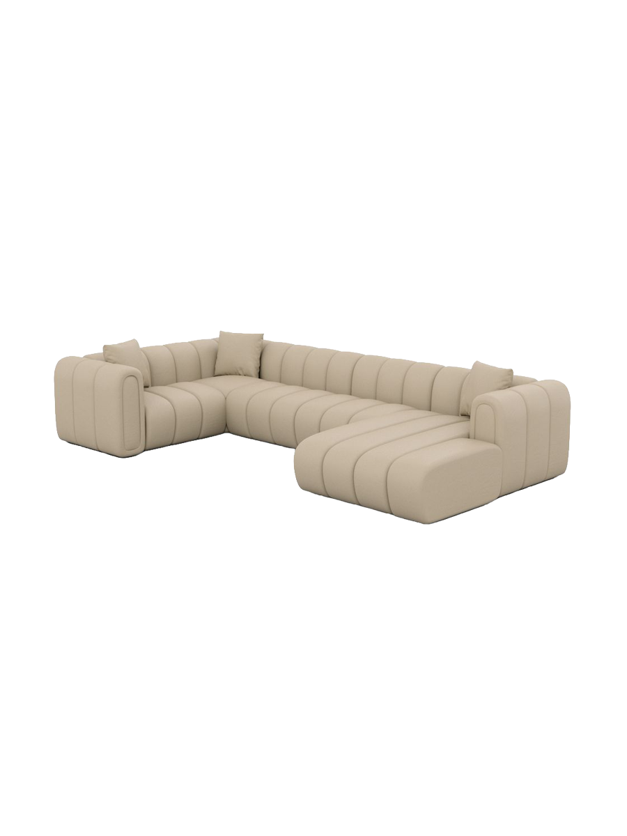 
Canapé panoramique design 6 places « Oliva » en cuir véritable - Cuir véritable Beige / Côté gauche long