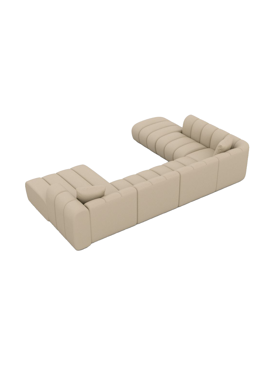 
7-seater genuine-leather designer panoramic sofa “Oliva Lounge” - Genuine leather Beige / Long Side Left