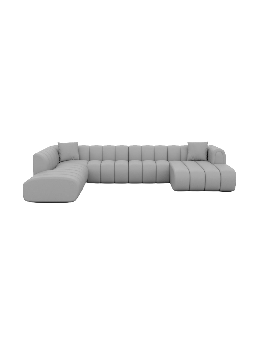 
7-seater genuine-leather designer panoramic sofa “Oliva Lounge” - Genuine leather Beige / Long Side Left