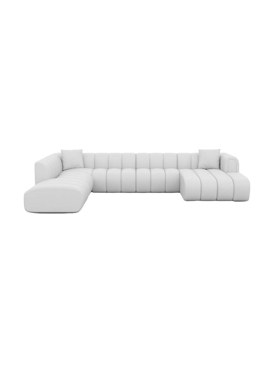 
7-seater genuine-leather designer panoramic sofa “Oliva Lounge” - Genuine leather Beige / Long Side Left
