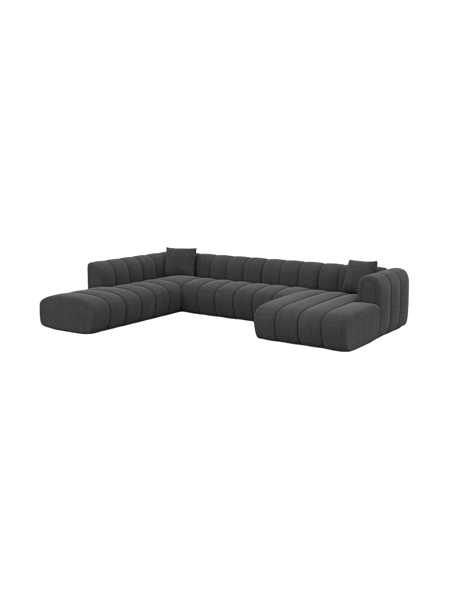 
7-seater designer panoramic sofa “Oliva Lounge” with textured-fabric upholstery - Textured fabric Anthracite / Long Side Left
