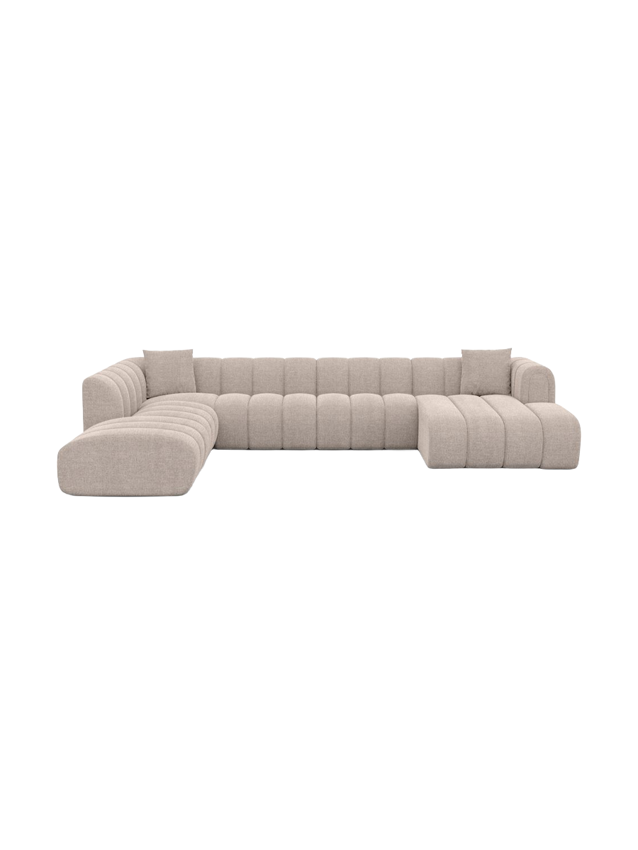 
7-seater designer panoramic sofa “Oliva Lounge” with textured-fabric upholstery - Textured fabric Anthracite / Long Side Left