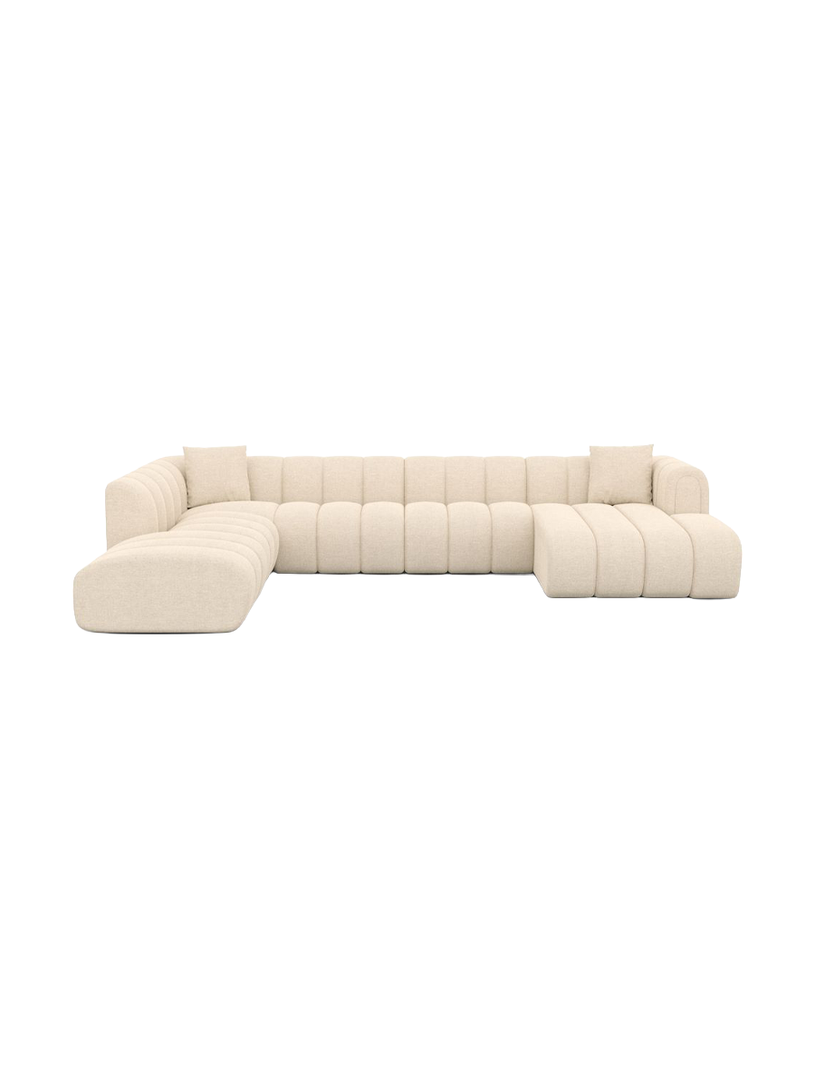 
7-seater designer panoramic sofa “Oliva Lounge” with textured-fabric upholstery - Textured fabric Anthracite / Long Side Left