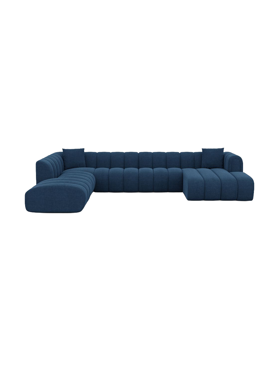 
7-seater designer panoramic sofa “Oliva Lounge” with textured-fabric upholstery - Textured fabric Anthracite / Long Side Left