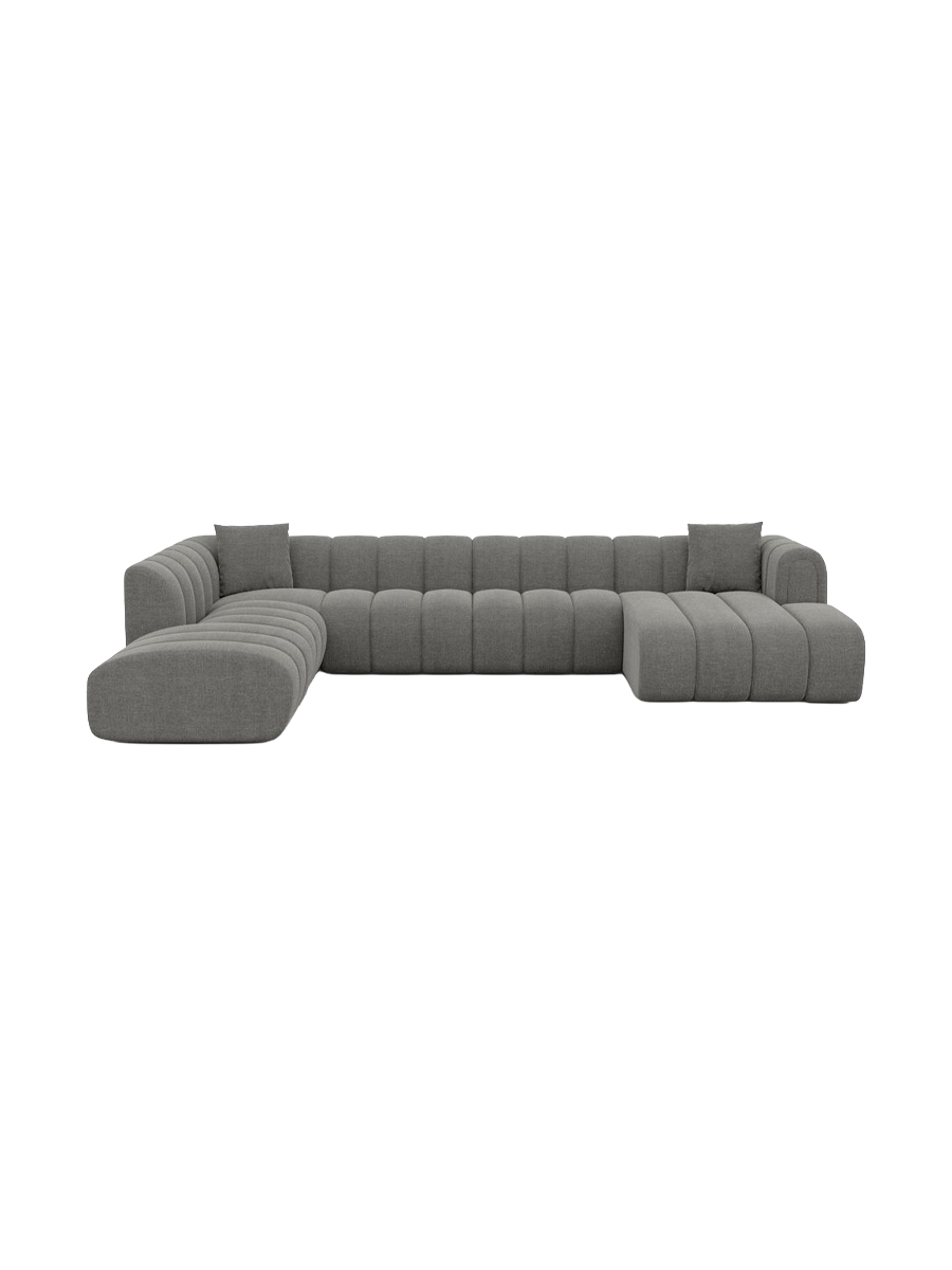 
7-seater designer panoramic sofa “Oliva Lounge” with textured-fabric upholstery - Textured fabric Anthracite / Long Side Left