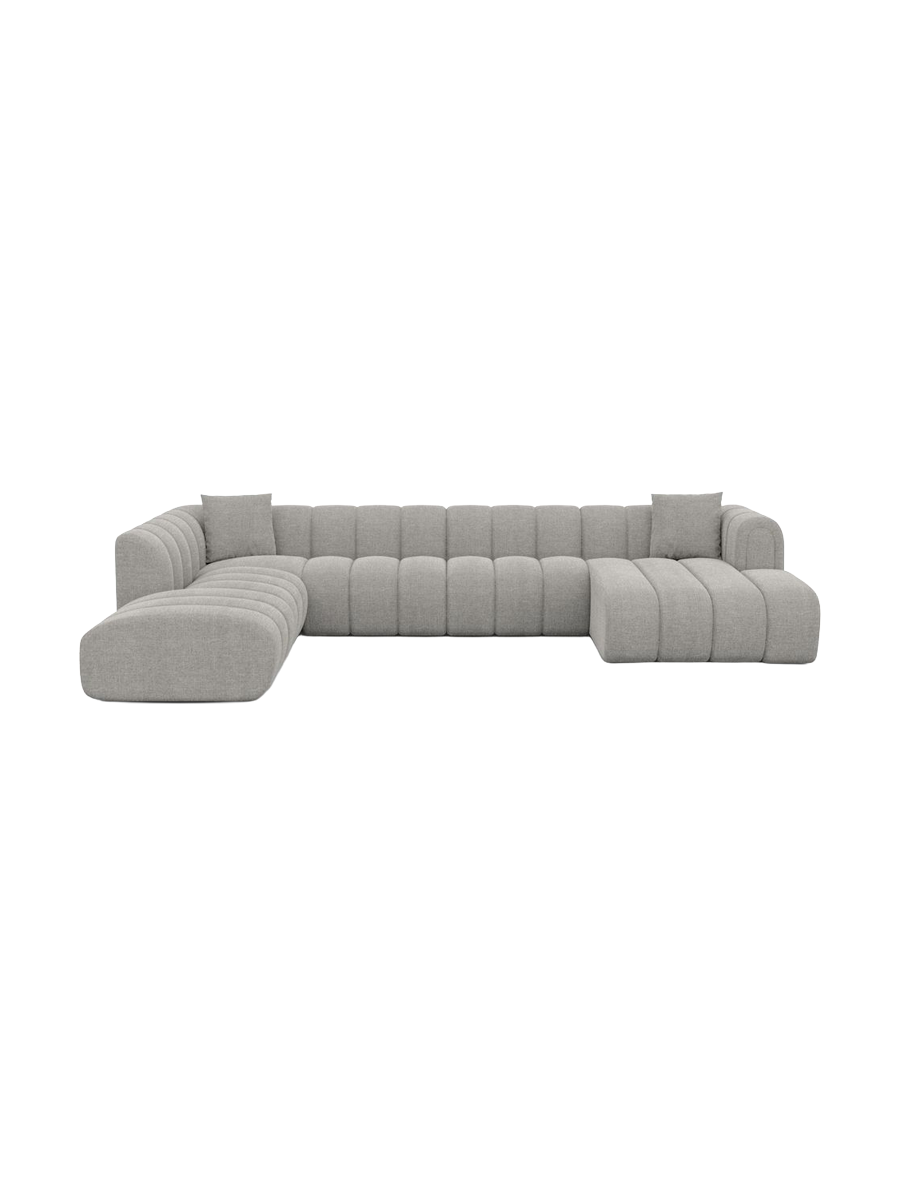 
7-seater designer panoramic sofa “Oliva Lounge” with textured-fabric upholstery - Textured fabric Anthracite / Long Side Left