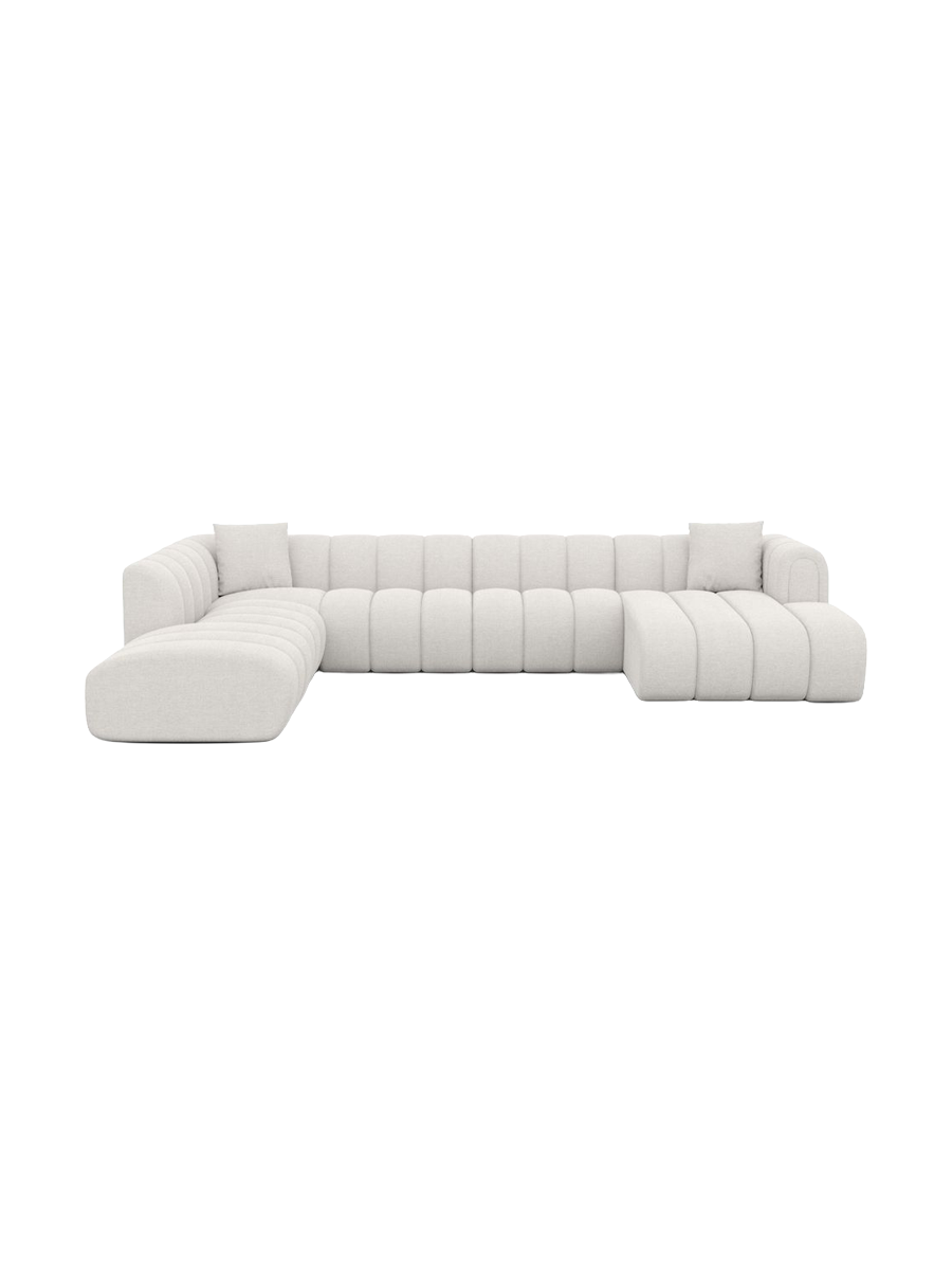 
7-seater designer panoramic sofa “Oliva Lounge” with textured-fabric upholstery - Textured fabric Anthracite / Long Side Left