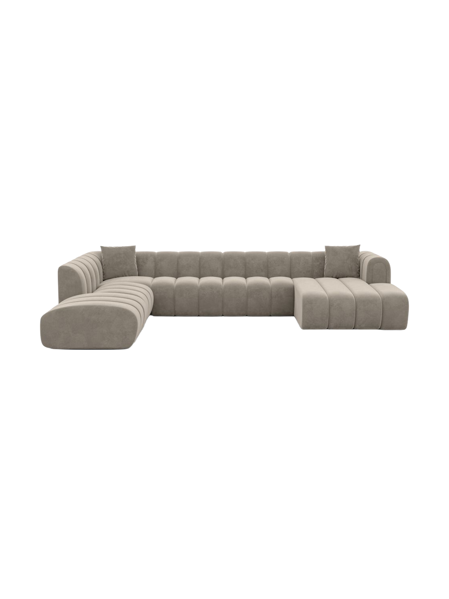
7-seater designer panoramic sofa “Oliva Lounge” with velvet upholstery - Velvet cover Royal Blue / Long Side Left