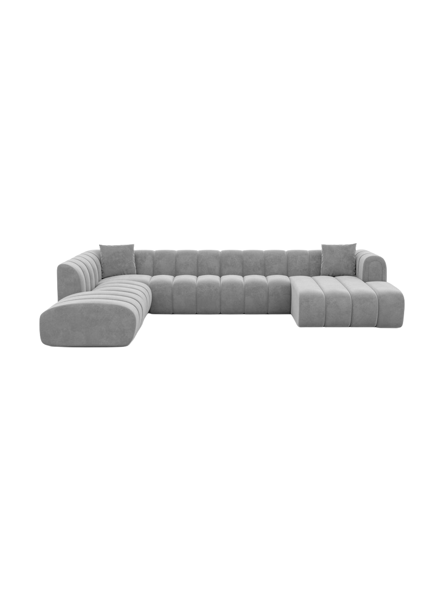 
7-seater designer panoramic sofa “Oliva Lounge” with velvet upholstery - Velvet cover Royal Blue / Long Side Left