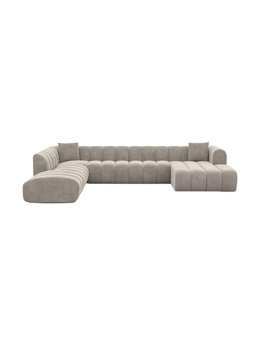 
7-seater designer panoramic sofa “Oliva Lounge” with velvet upholstery - Velvet cover Royal Blue / Long Side Left