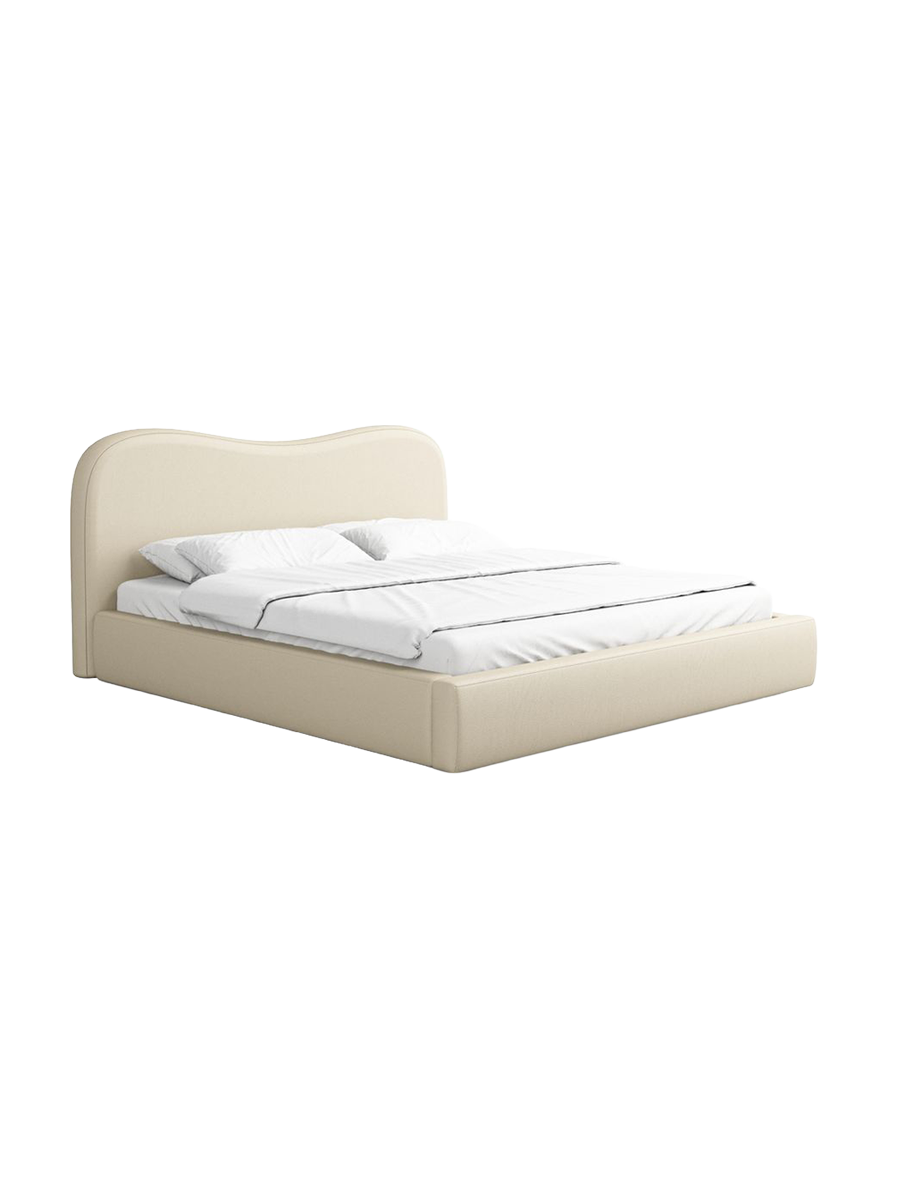 
Design Polsterbett „Yakamoz“ mit Ablagefach, Kunstleder Beige - 140 x 200 cm