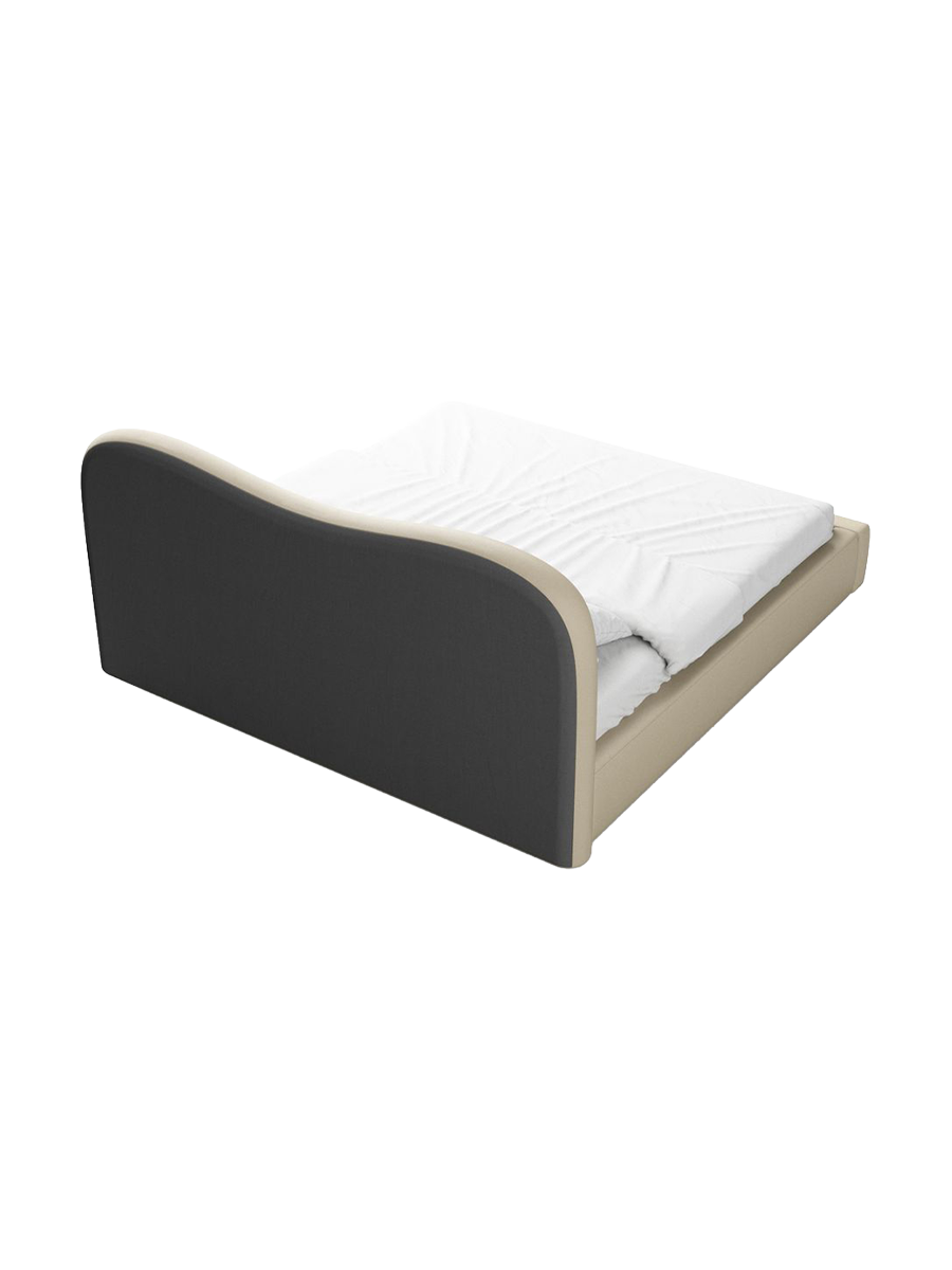 
Design Polsterbett „Yakamoz“ mit Ablagefach, Kunstleder Beige - 140 x 200 cm