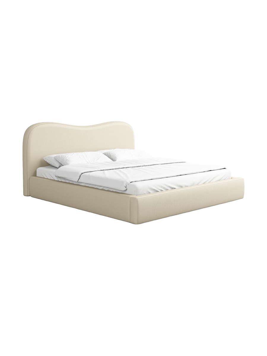 
Design Polsterbett „Yakamoz“ mit Ablagefach, Webstoff Beige - 140 x 200 cm