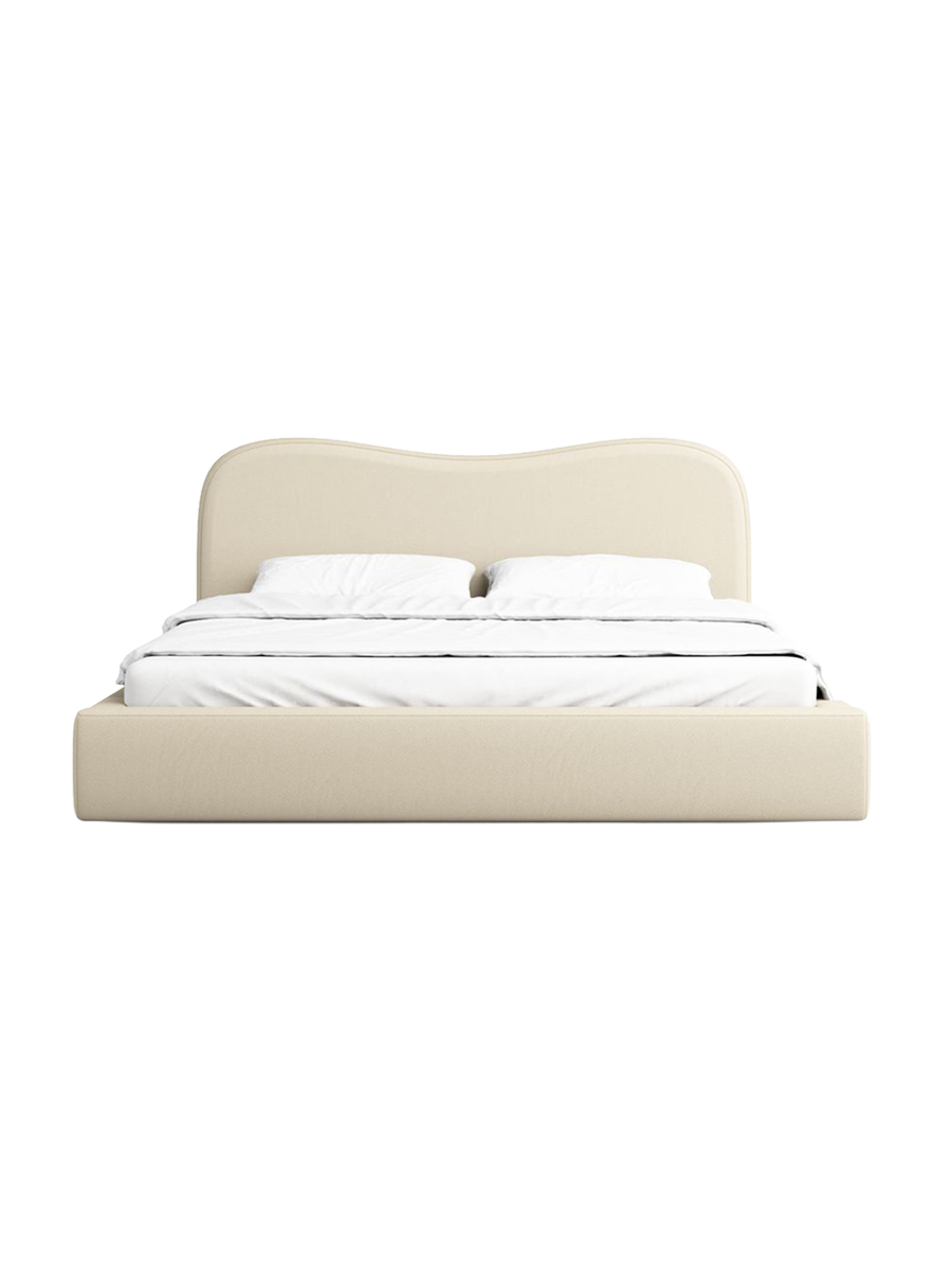 
Design Polsterbett „Yakamoz“ mit Ablagefach, Webstoff Beige - 140 x 200 cm
