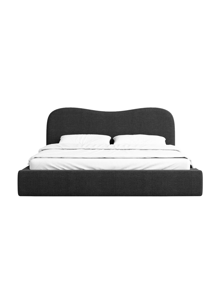 
Design Polsterbett „Yakamoz“ mit Ablagefach, Webstoff Schwarz - 140 x 200 cm