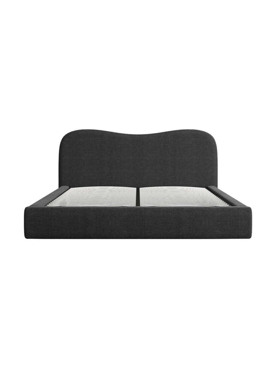 
Design Polsterbett „Yakamoz“ mit Ablagefach, Webstoff Schwarz - 140 x 200 cm