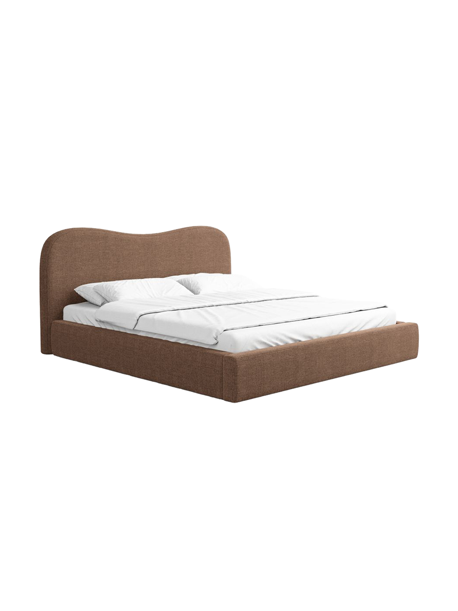 
Design Polsterbett „Yakamoz“ mit Ablagefach, Webstoff Braun - 140 x 200 cm