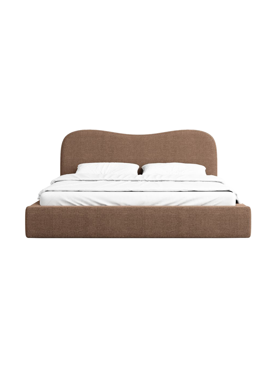 
Design Polsterbett „Yakamoz“ mit Ablagefach, Webstoff Braun - 140 x 200 cm