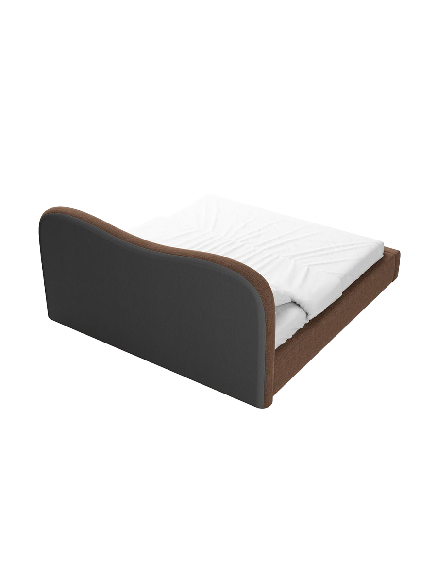 
Design Polsterbett „Yakamoz“ mit Ablagefach, Webstoff Braun - 140 x 200 cm