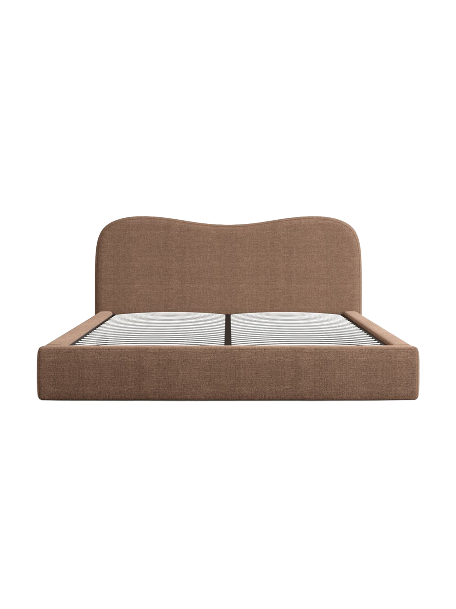 
Design Polsterbett „Yakamoz“ mit Ablagefach, Webstoff Braun - 140 x 200 cm