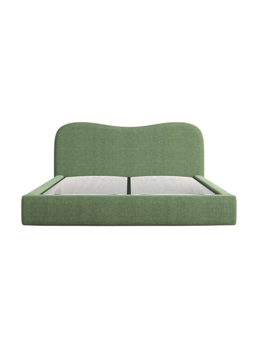 
Design Polsterbett „Yakamoz“ mit Ablagefach, Webstoff Grün - 140 x 200 cm