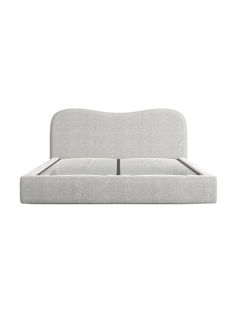 
Design Polsterbett „Yakamoz“ mit Ablagefach, Webstoff Hellgrau - 140 x 200 cm