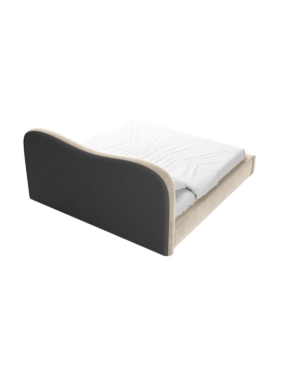 
Design Polsterbett „Yakamoz“ mit Ablagefach, Samt Cream - 140 x 200 cm