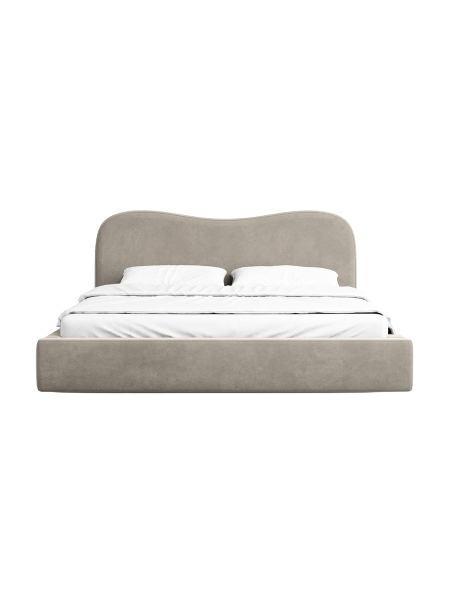 
Design Polsterbett „Yakamoz“ mit Ablagefach, Samt Beige dunkel - 140 x 200 cm
