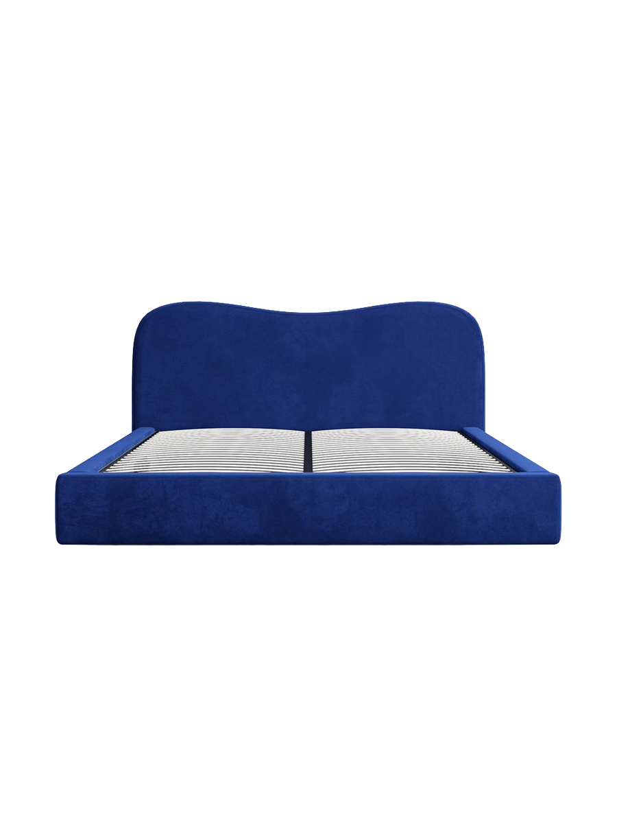 
Design Polsterbett „Yakamoz“ mit Ablagefach, Samt Dunkelblau - 140 x 200 cm