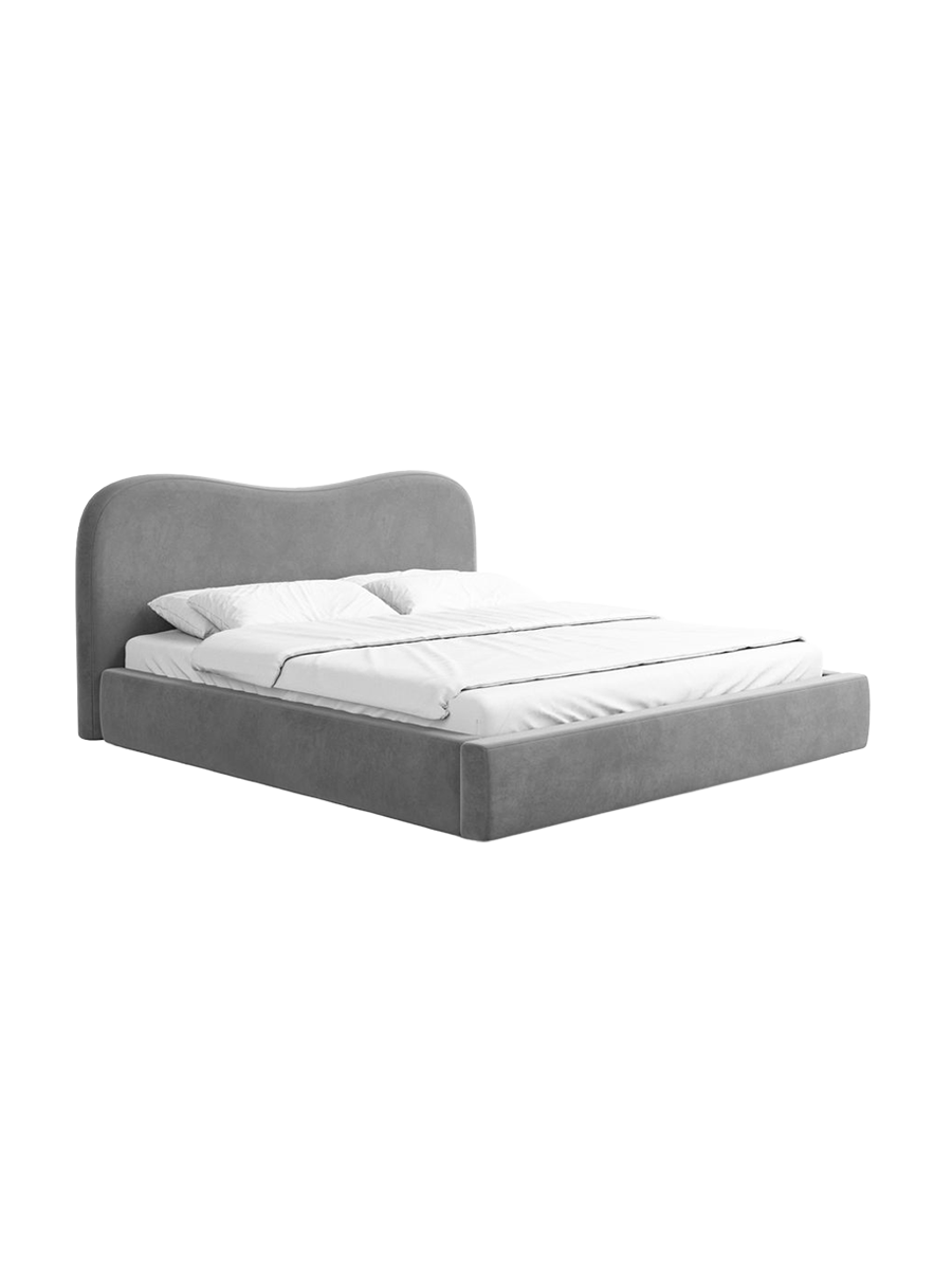 
Design Polsterbett „Yakamoz“ mit Ablagefach, Samt Grau - 140 x 200 cm