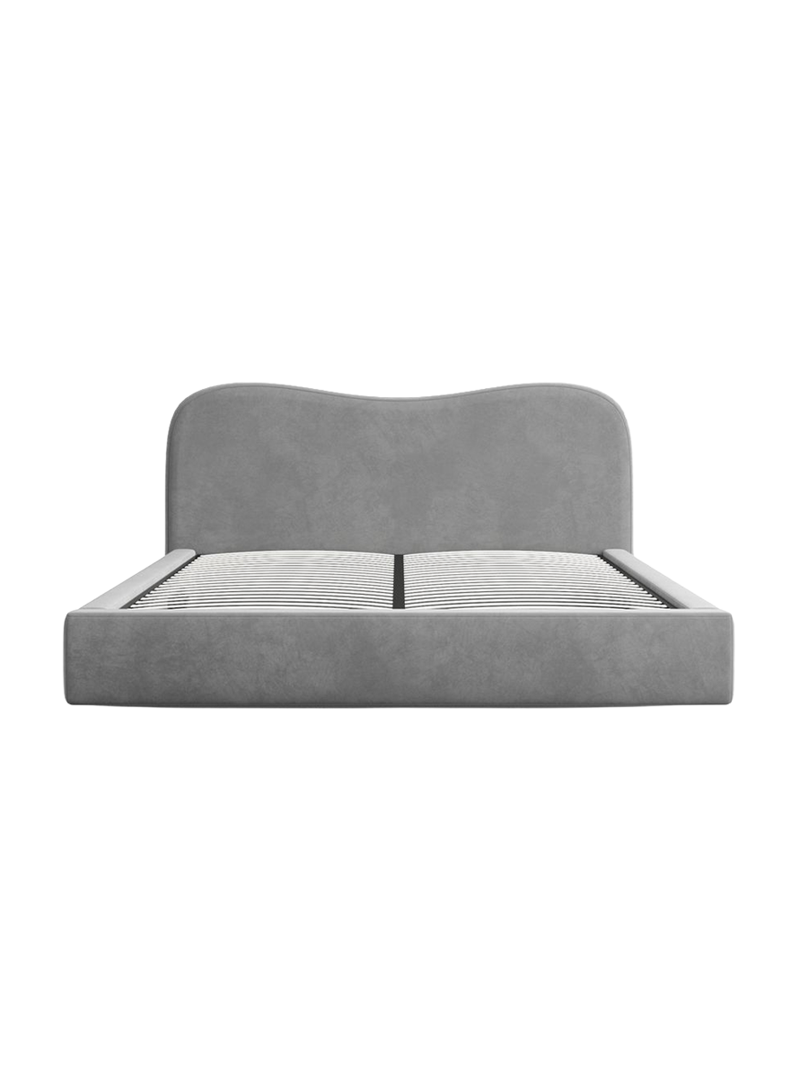 
Design Polsterbett „Yakamoz“ mit Ablagefach, Samt Grau - 140 x 200 cm