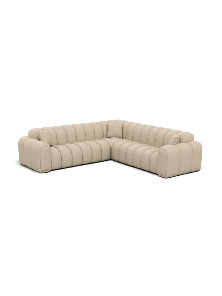 
Canapé d’angle design 5 places en cuir véritable « Casamira » - Cuir véritable Beige