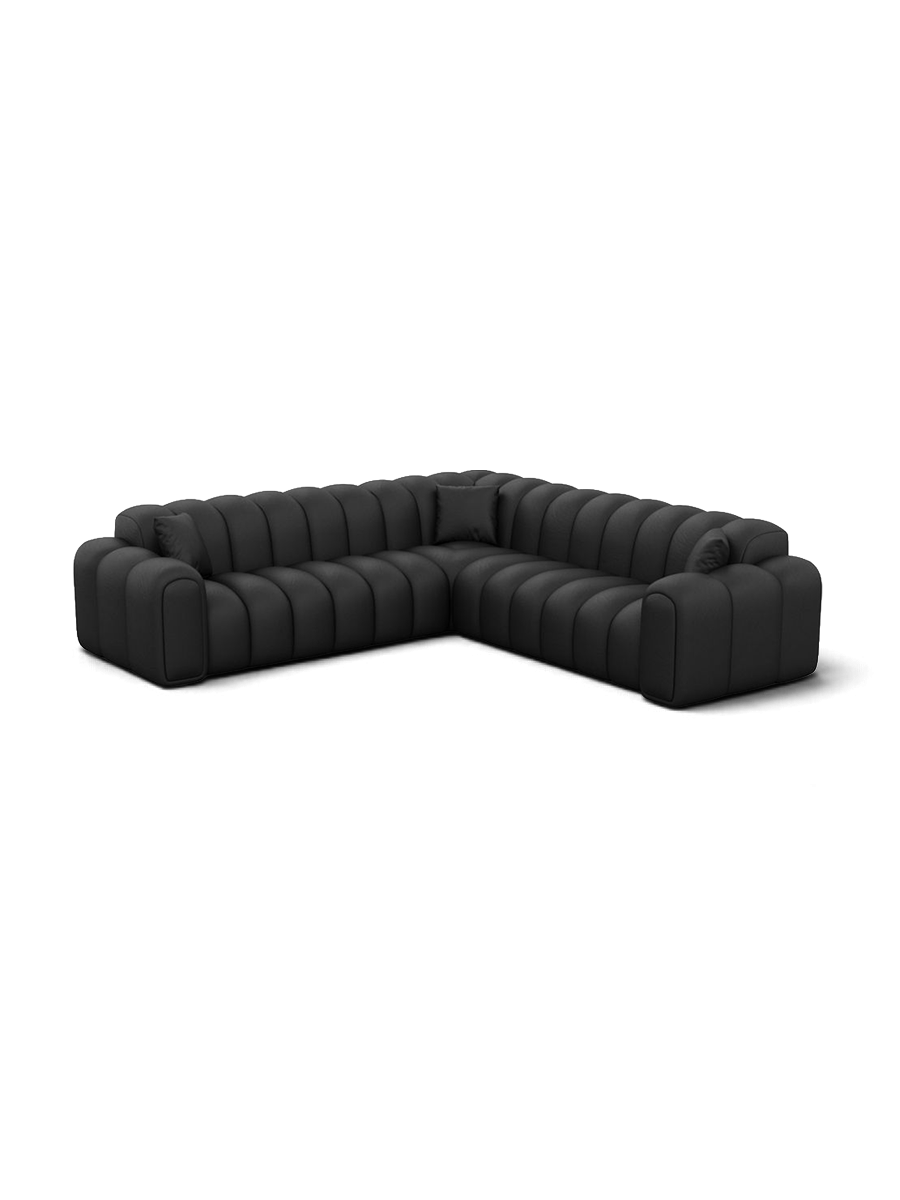 
Canapé d’angle design 5 places en cuir véritable « Casamira » - Cuir véritable Beige
