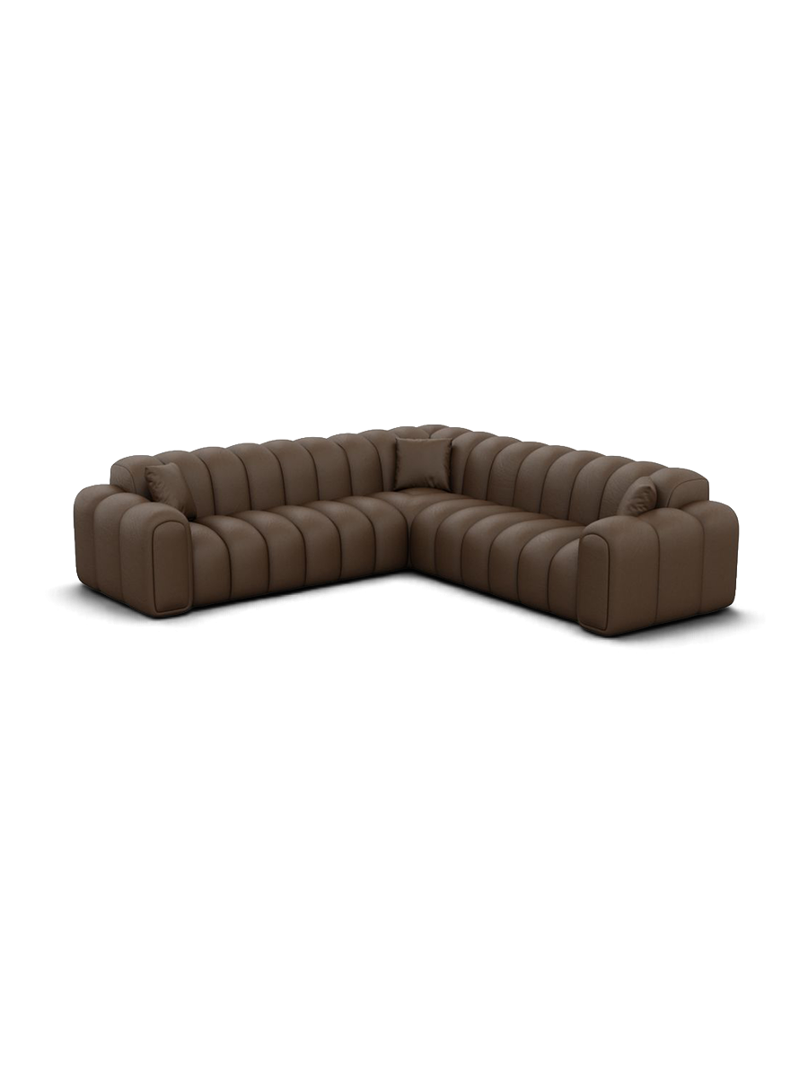 
Canapé d’angle design 5 places en cuir véritable « Casamira » - Cuir véritable Beige