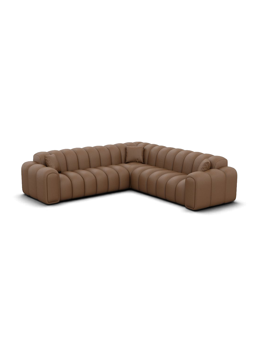 
Canapé d’angle design 5 places en cuir véritable « Casamira » - Cuir véritable Beige