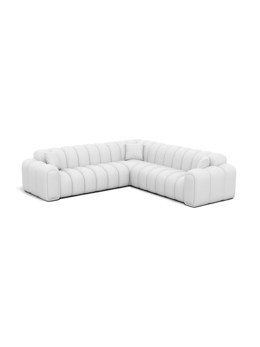 
Canapé d’angle design 5 places en cuir véritable « Casamira » - Cuir véritable Beige