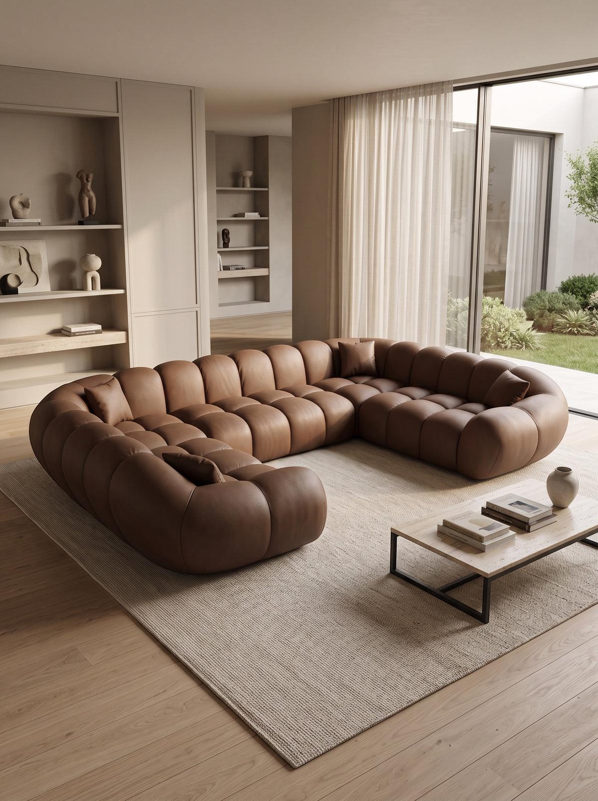 
Canapé panoramique design 7 places en cuir véritable « Levante Panorama » - Cuir véritable Choco Brown
