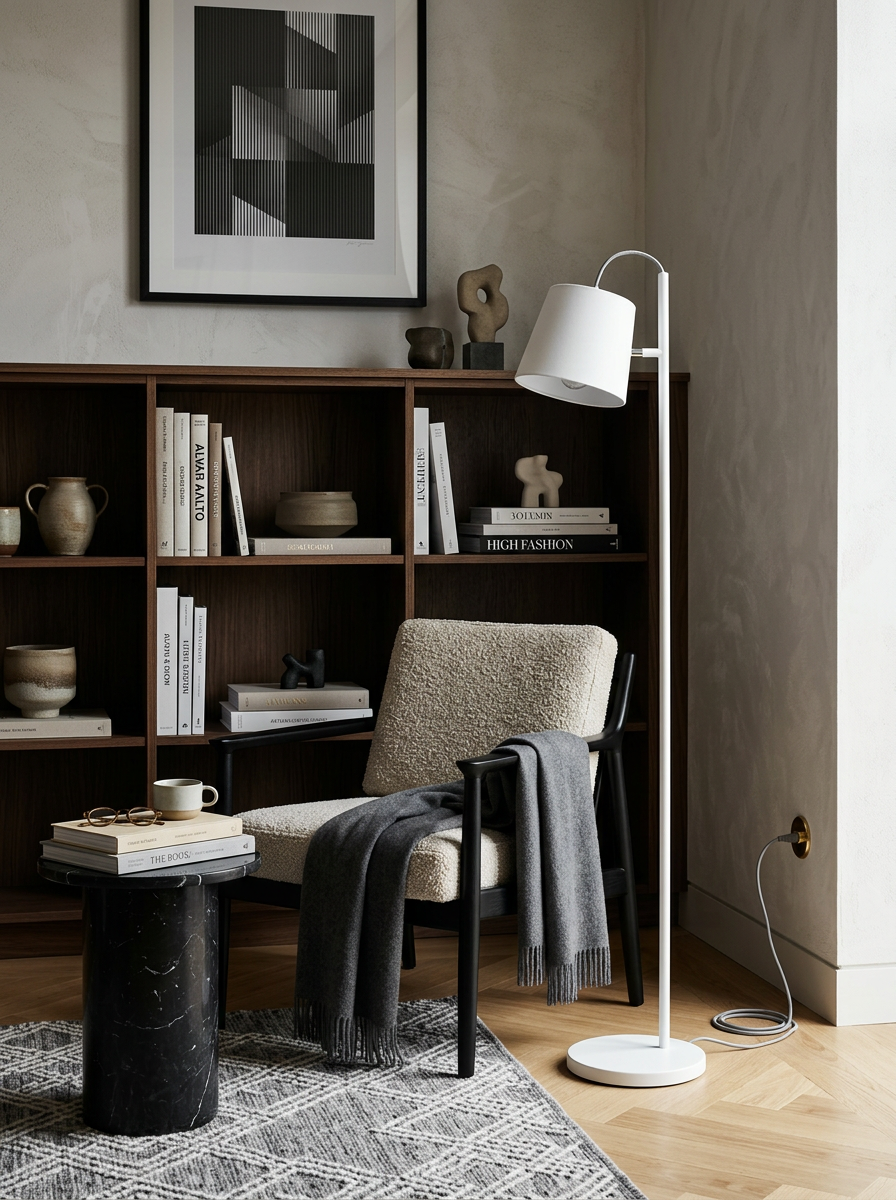 
Lampada da terra di design «Buckle» - Bianco