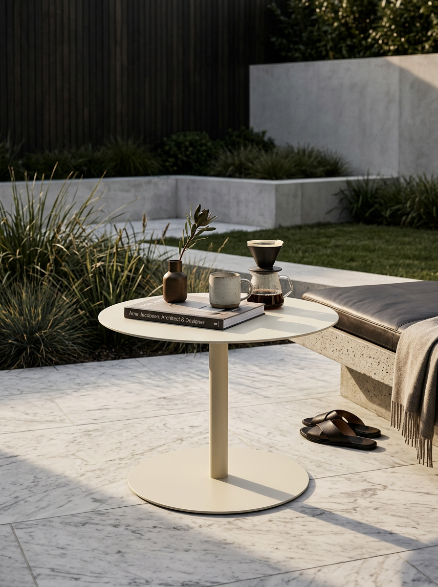 
Indoor/Outdoor Side Table "Snow", various sizes - Rice / Ø 60 cm