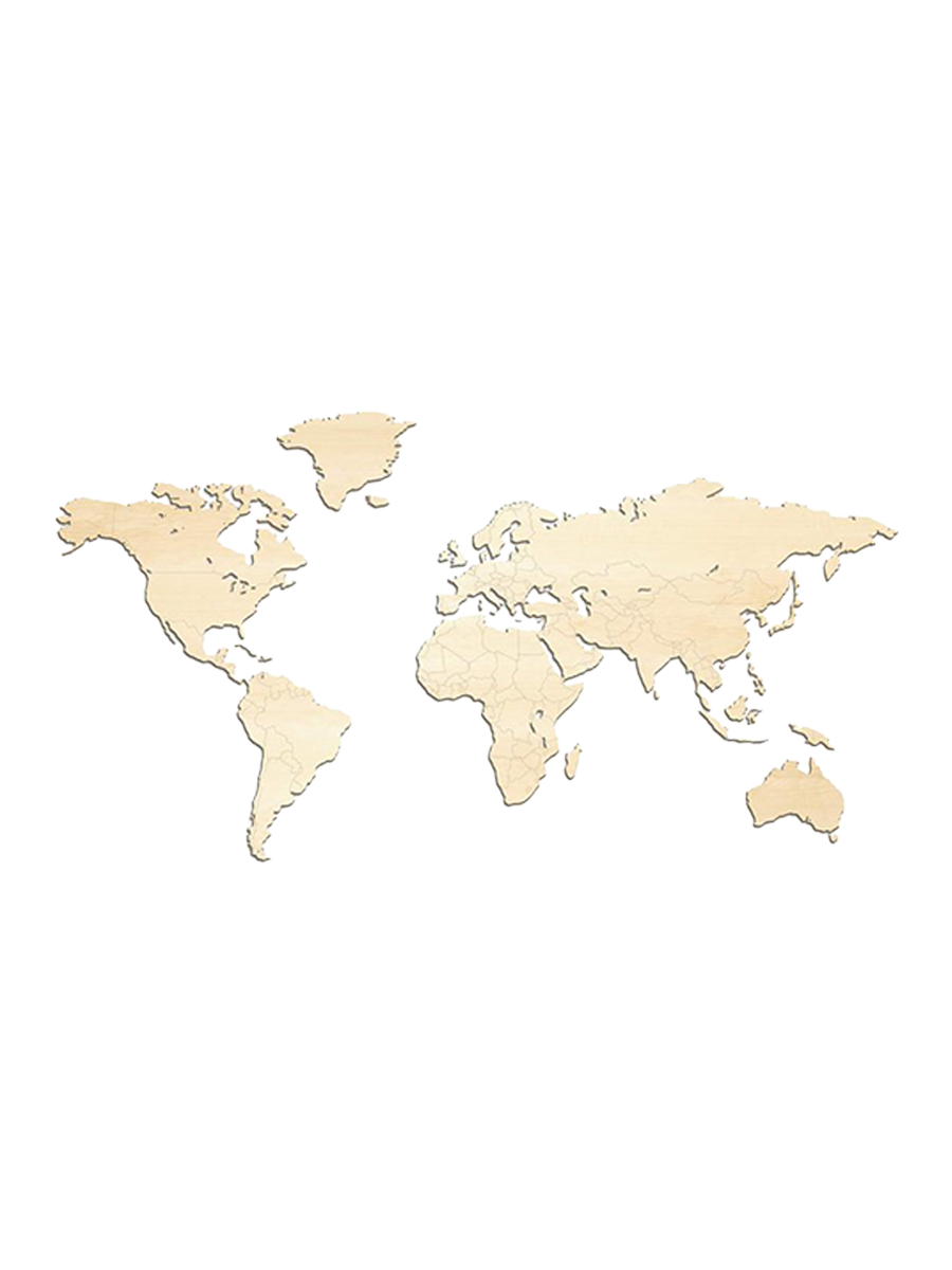 
Design Wall Object "Wooden World Map" - 216 x 108 cm / Maple wood